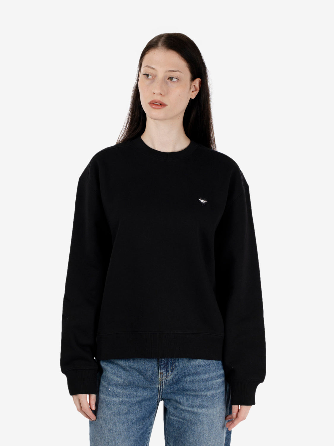 W' Small Heart patch sweat black