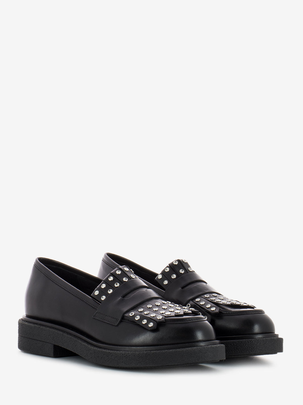 Black Studded Penny Band Loafers
