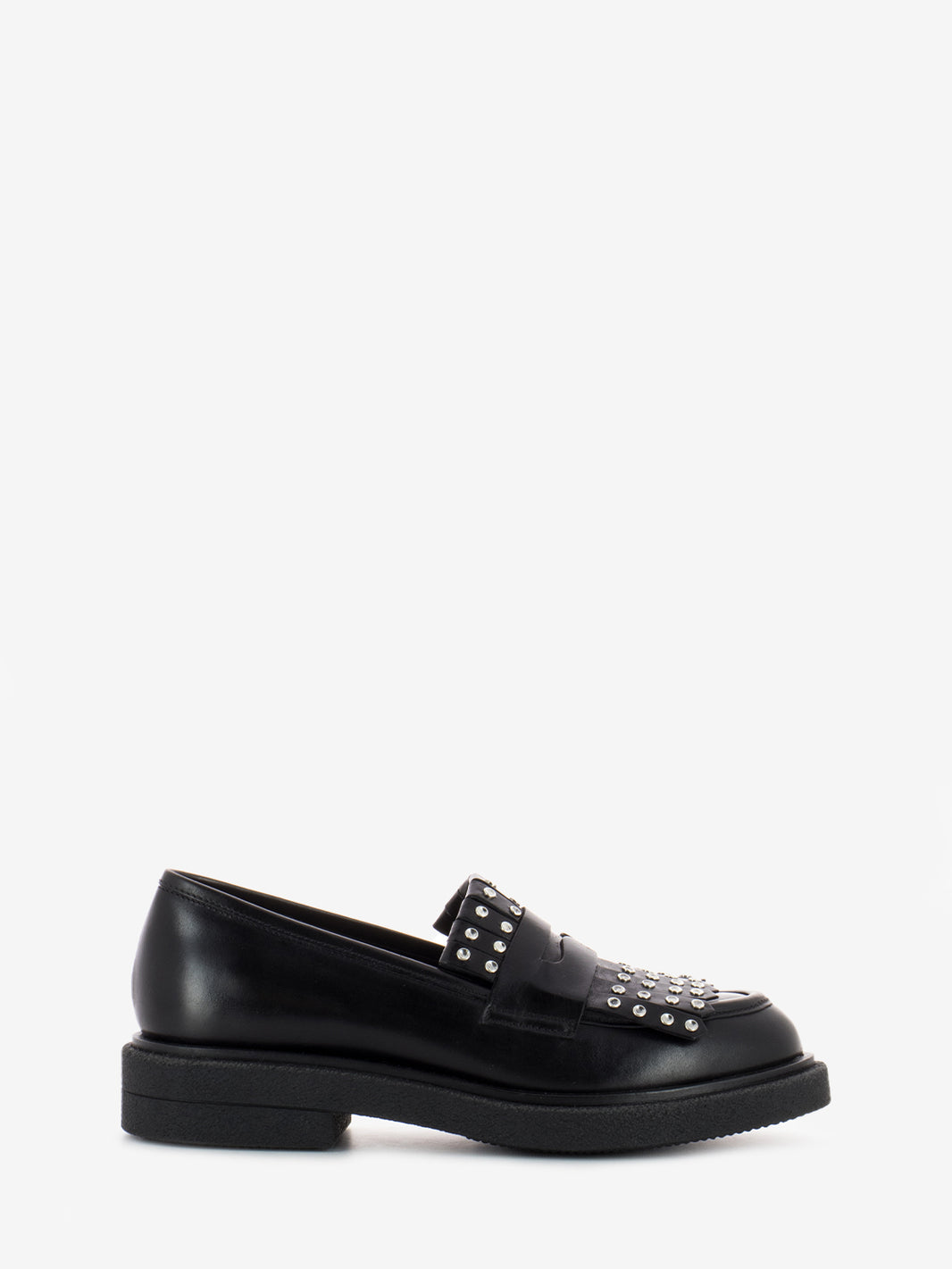 Black Studded Penny Band Loafers