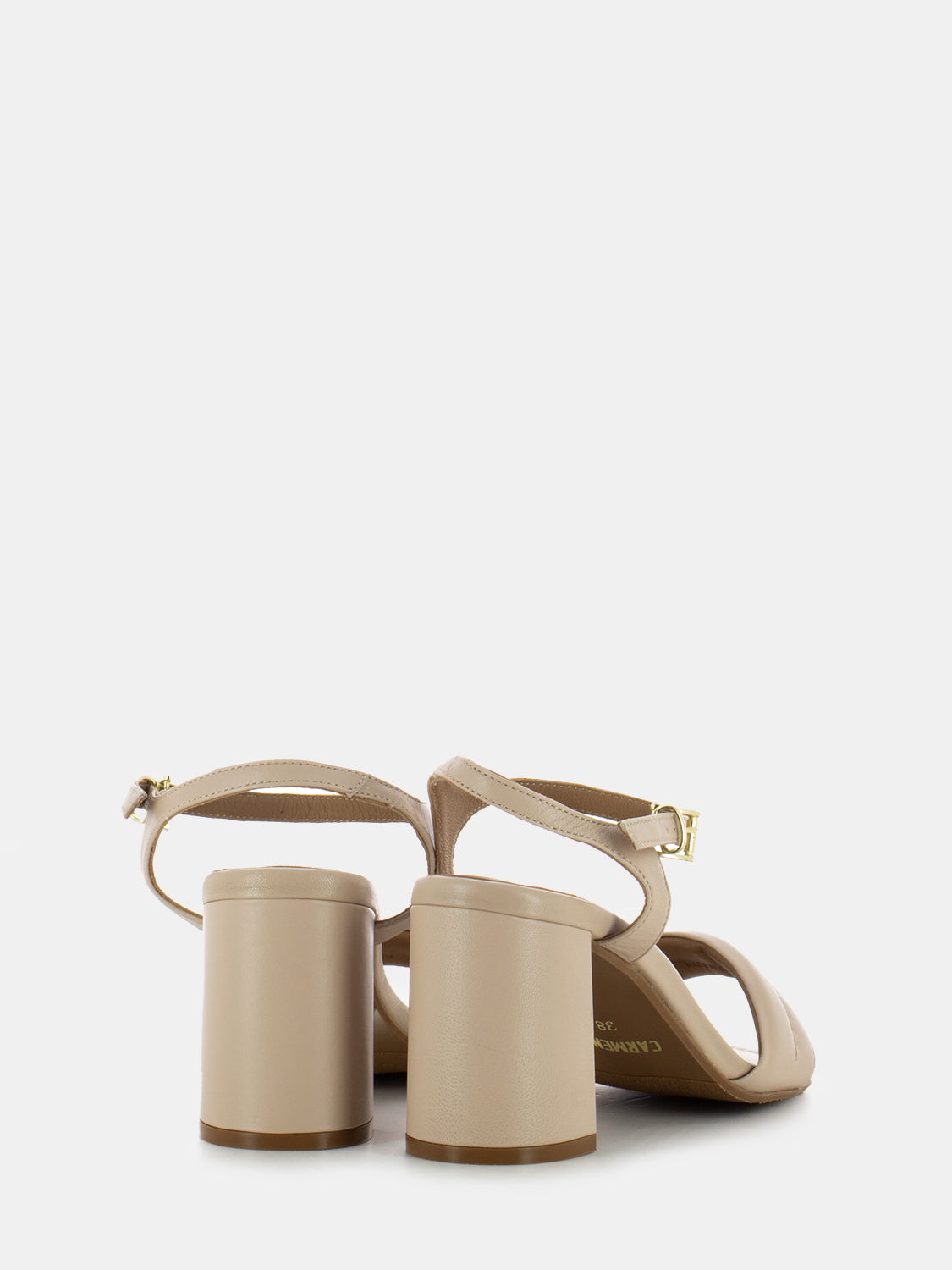 Sandali con tacco in pelle nature