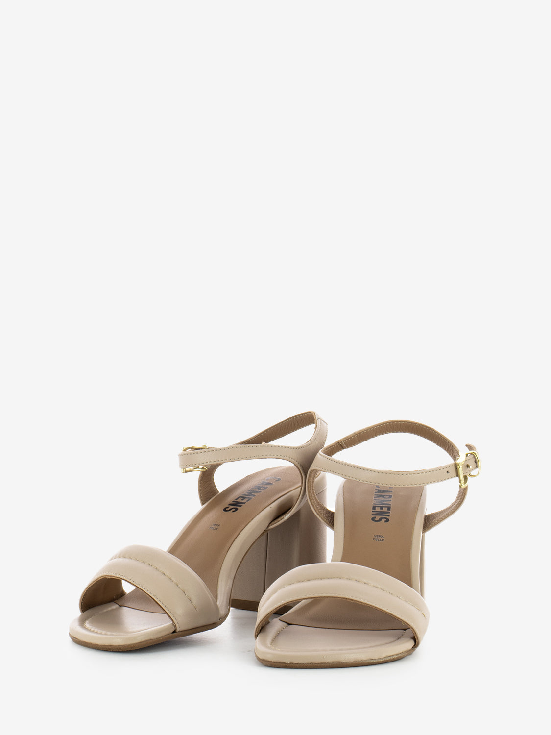 Sandali con tacco in pelle nature
