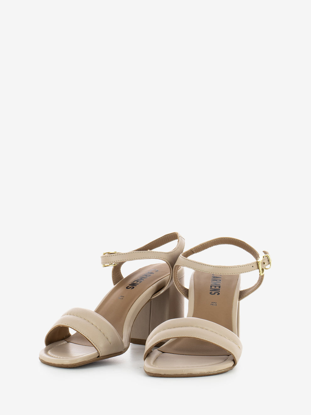 Sandali con tacco in pelle nature
