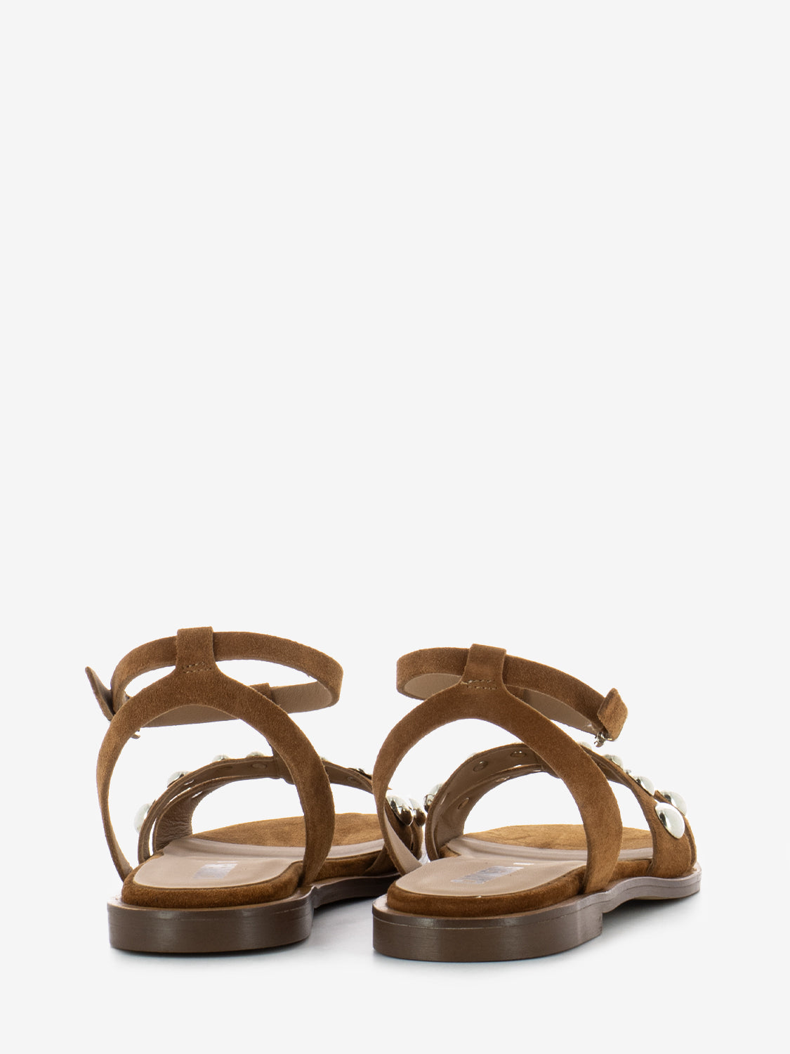 Sandalo con borchie camoscio brandy