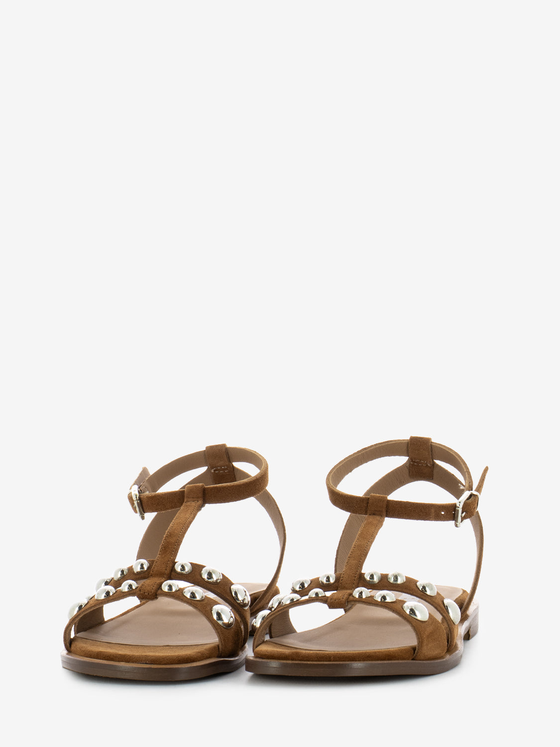 Sandalo con borchie camoscio brandy