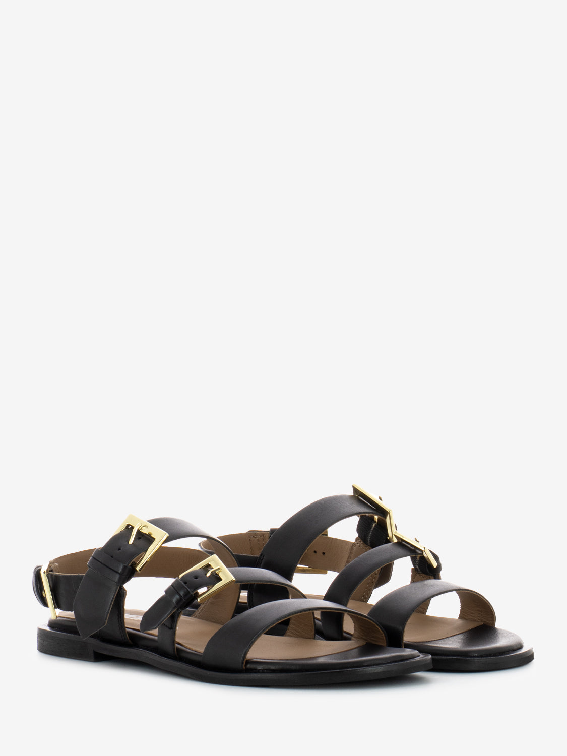 Sandalo con fibbie in pelle nero