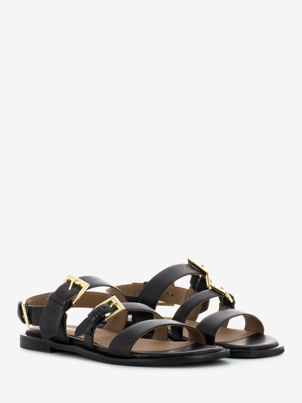 Sandalo con fibbie in pelle nero