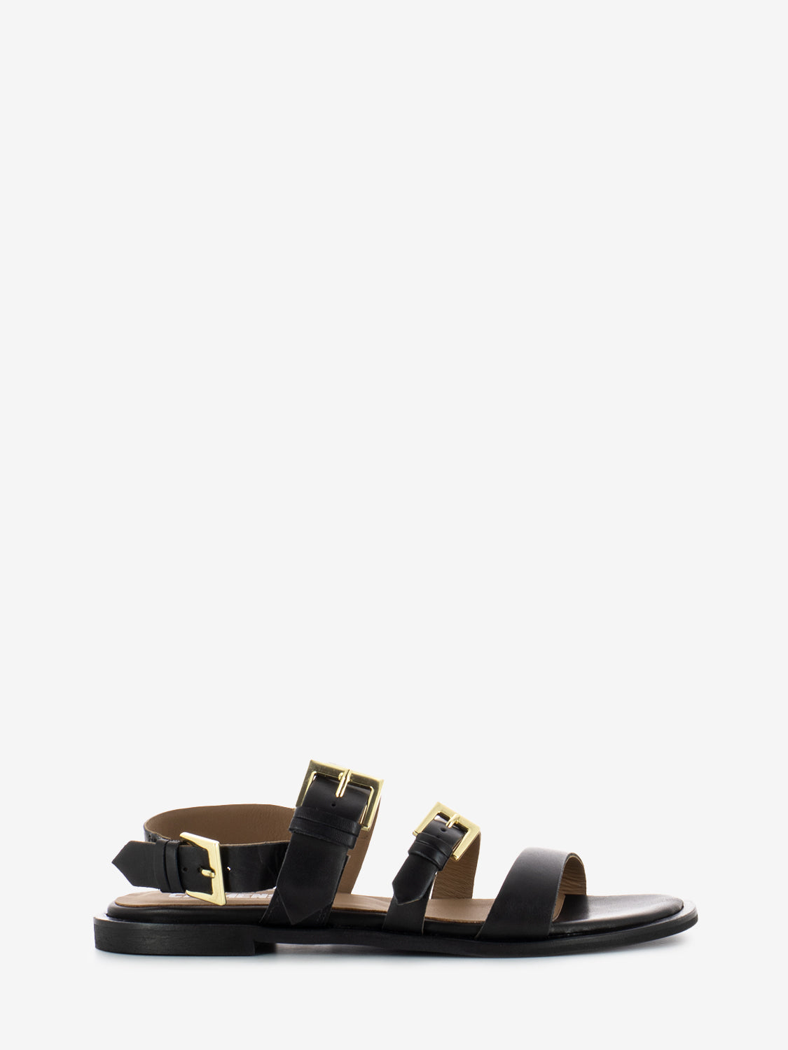 Sandalo con fibbie in pelle nero
