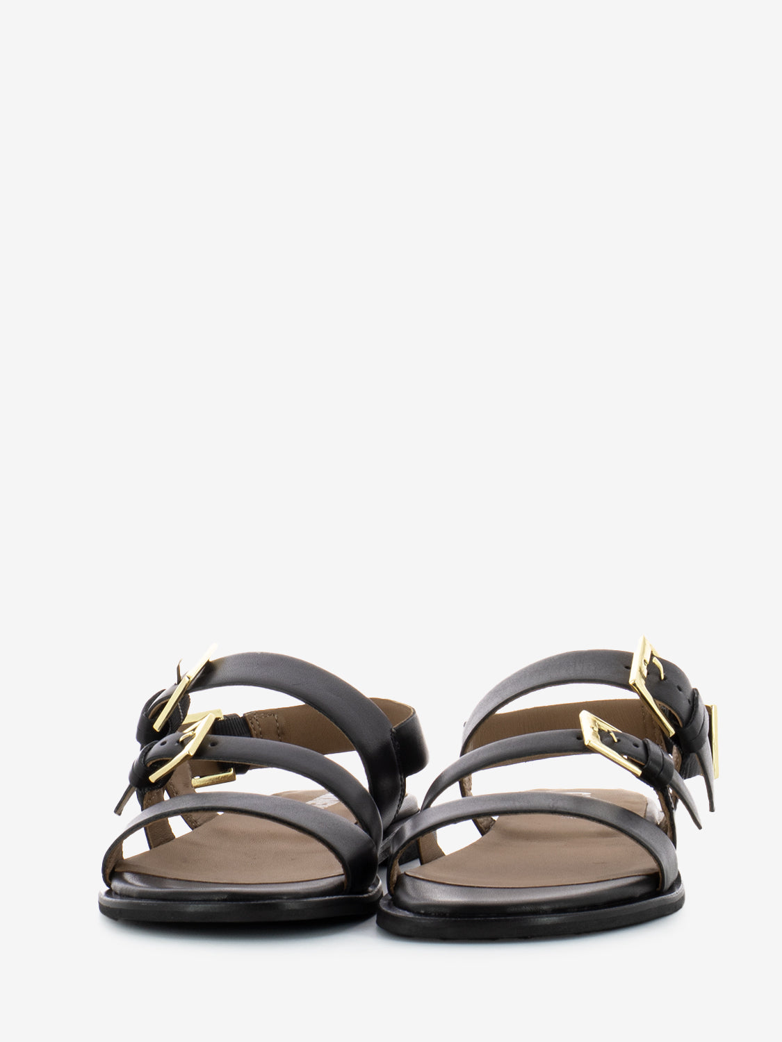 Sandalo con fibbie in pelle nero