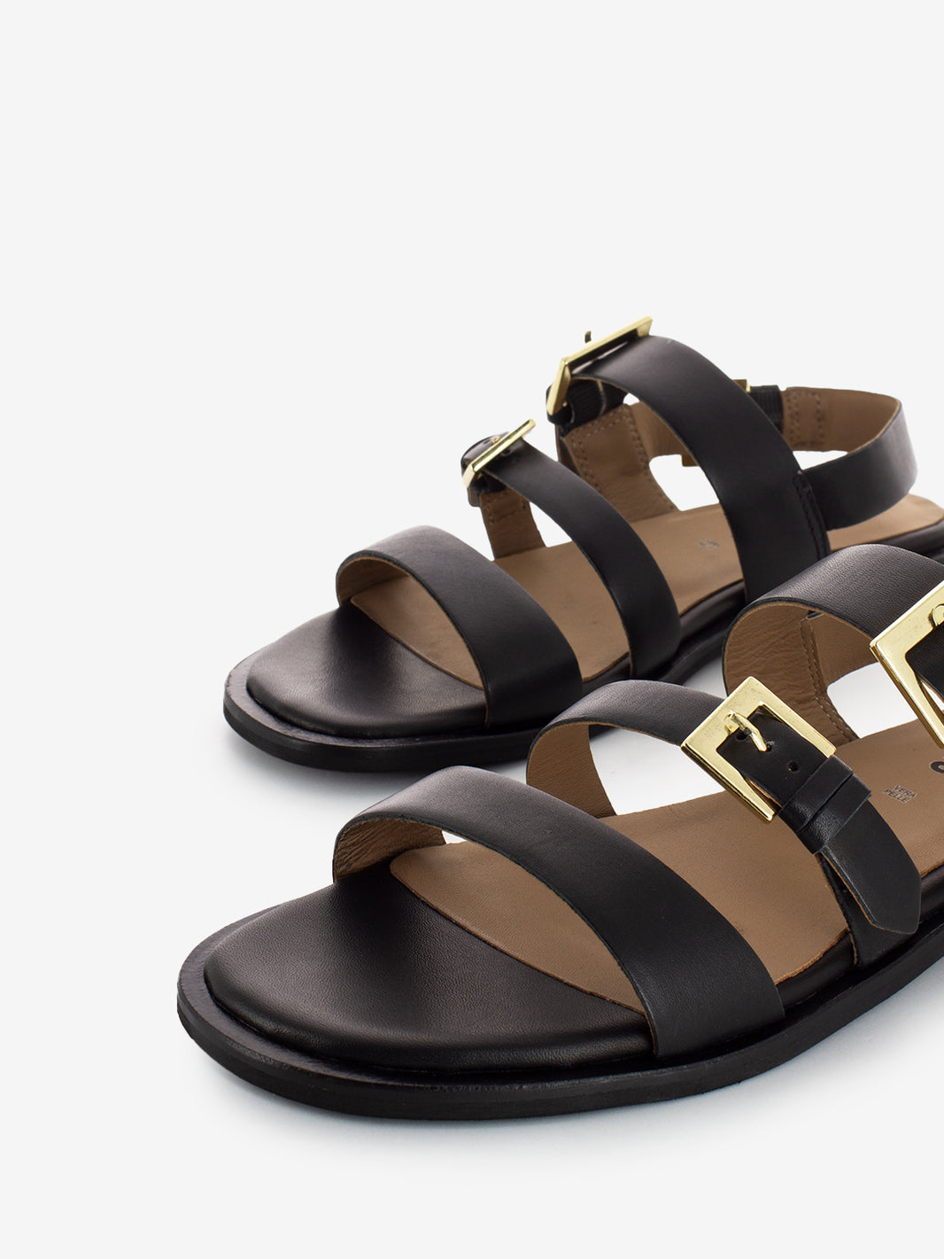 Sandalo con fibbie in pelle nero