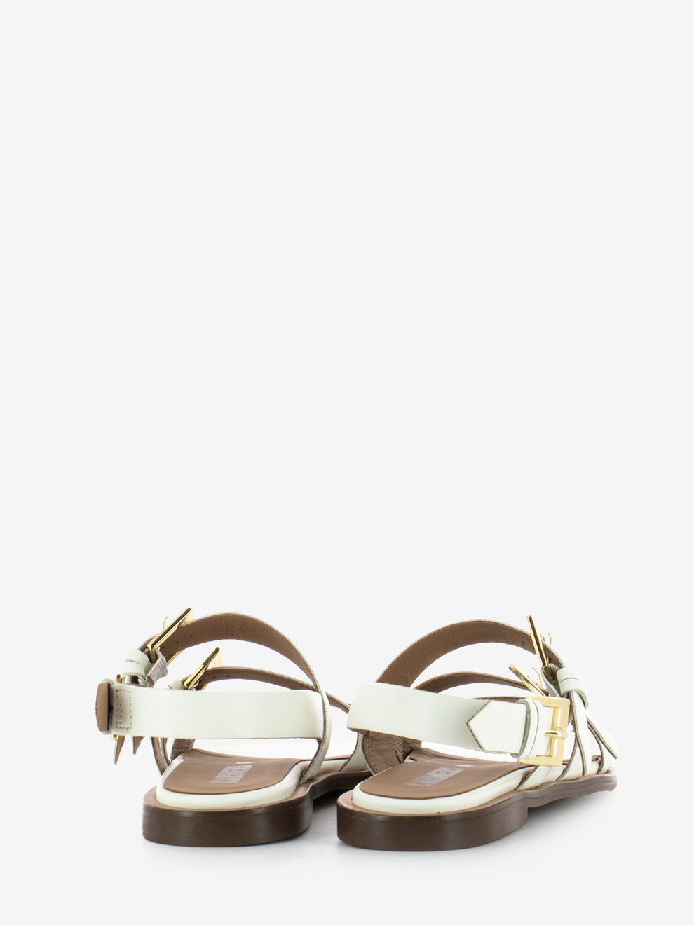 Sandalo con fibbie in pelle talco