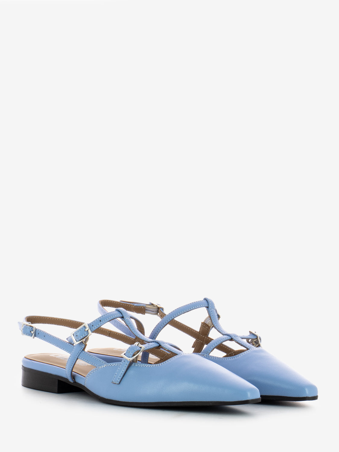 Slingback bassa a punta azzurro