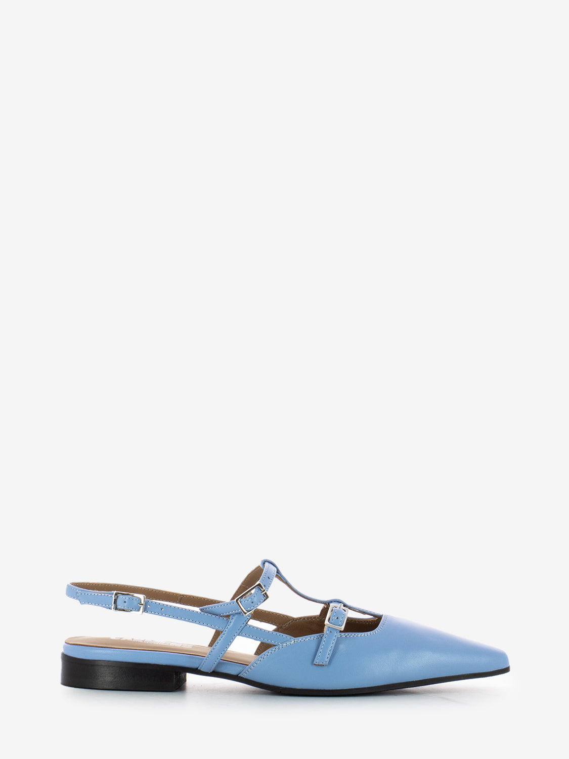 Slingback bassa a punta azzurro
