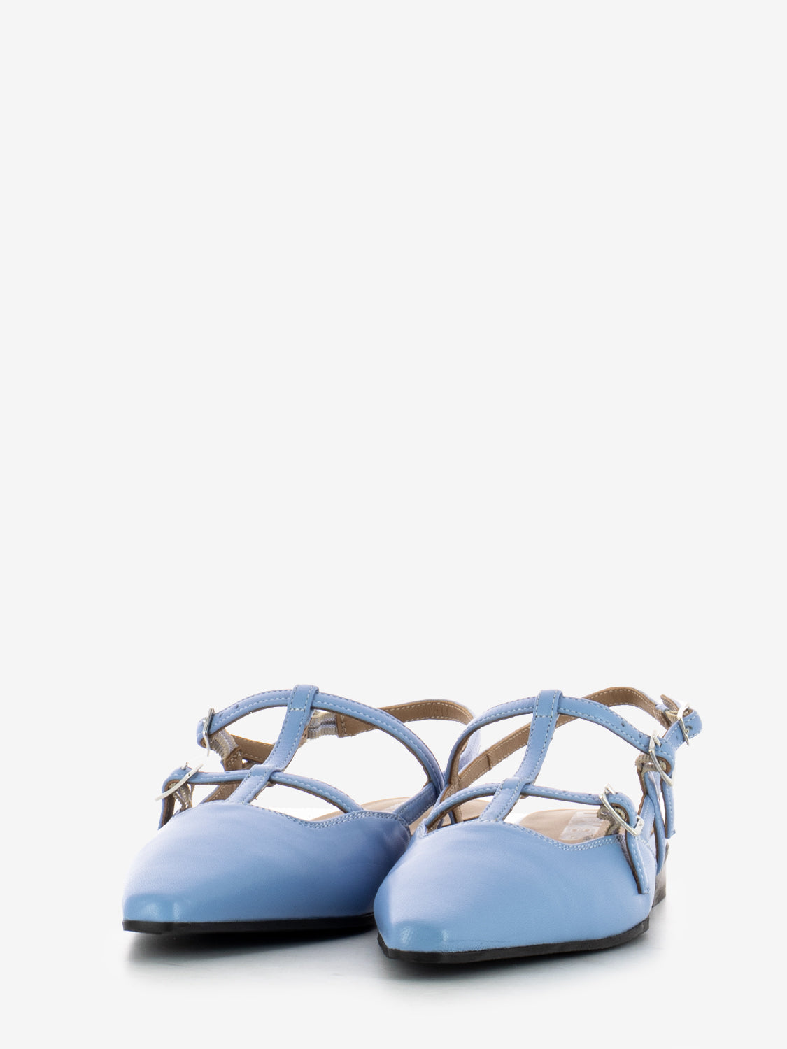 Slingback bassa a punta azzurro