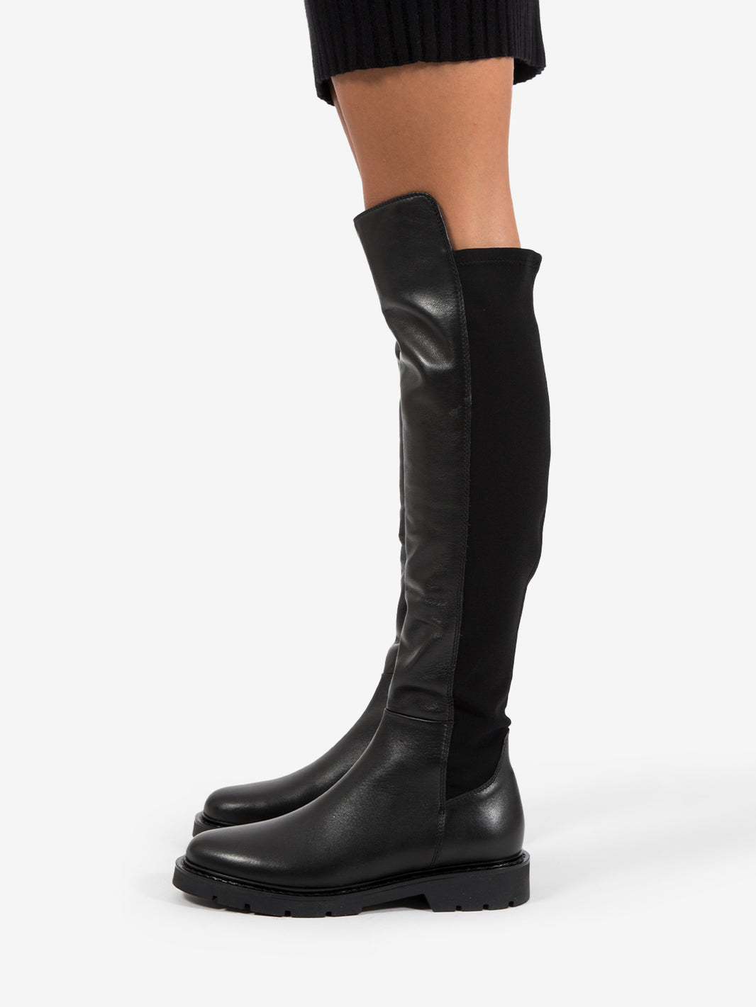 Brit Stretch Tassel High Boot Black