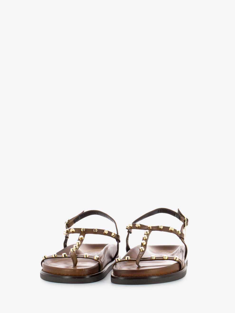 Brown studded flip flop sandal