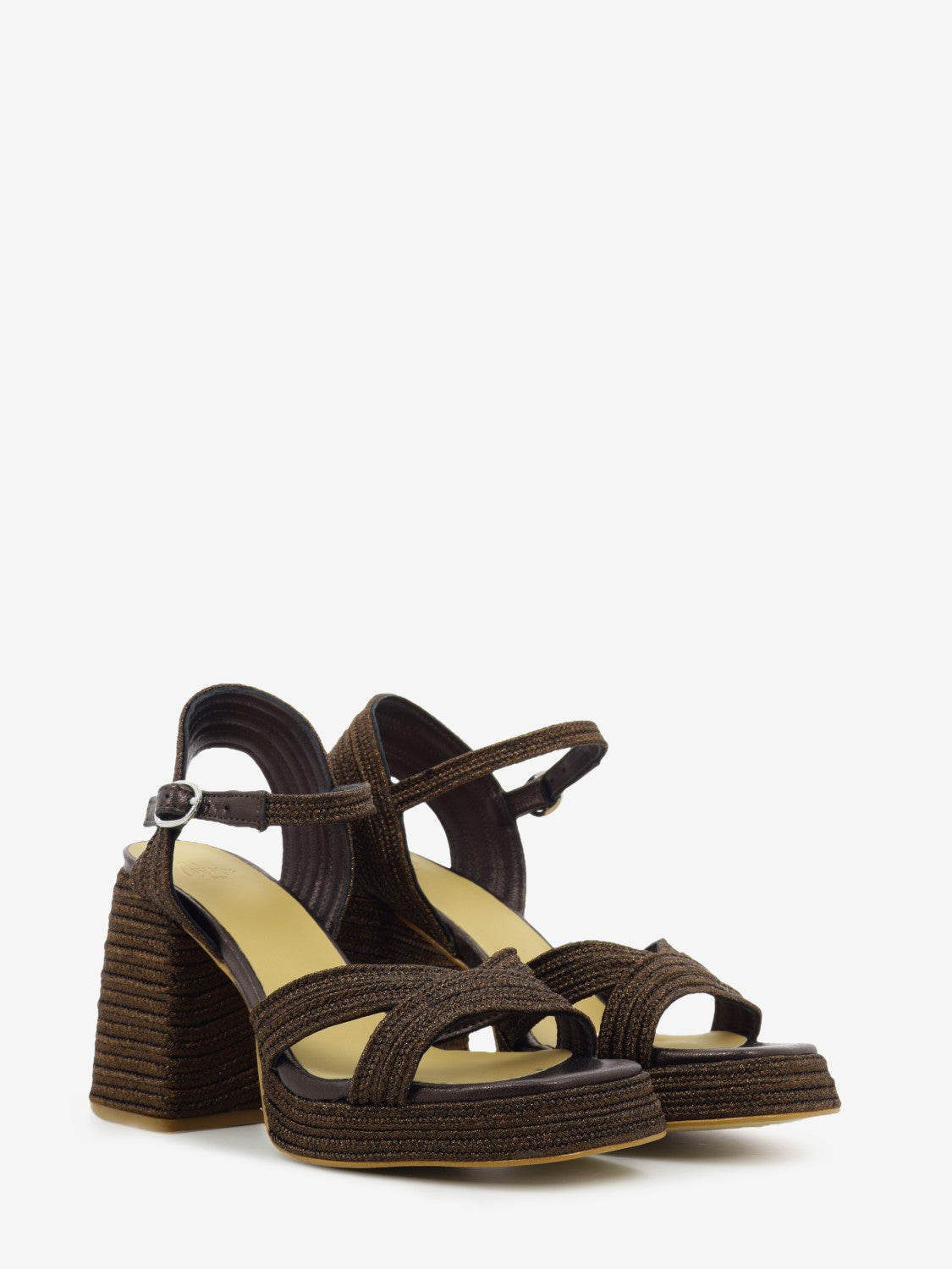Brown high-heeled sandal