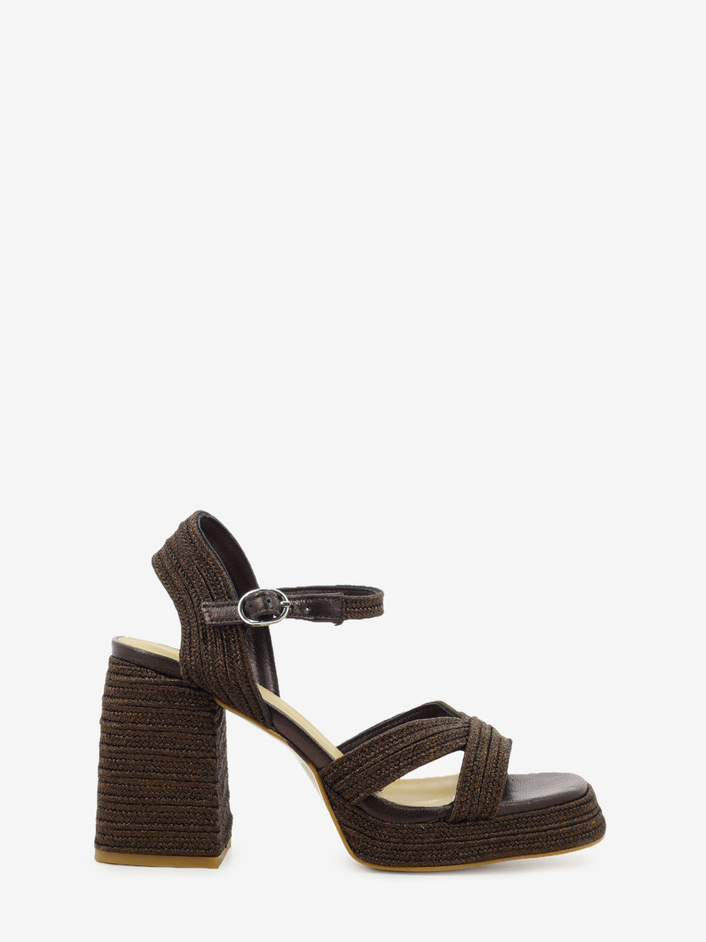 Brown high-heeled sandal