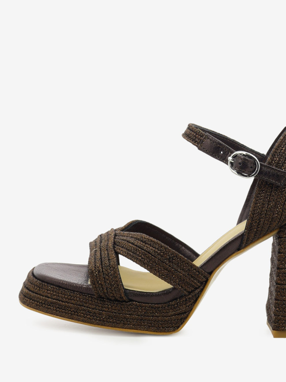 Brown high-heeled sandal