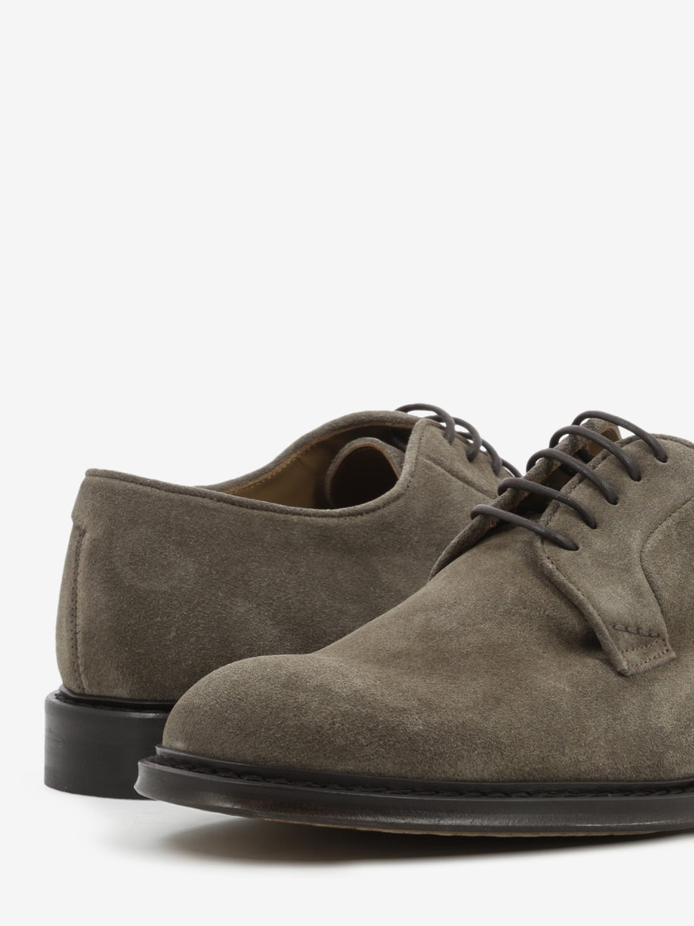 Dark brown suede derby
