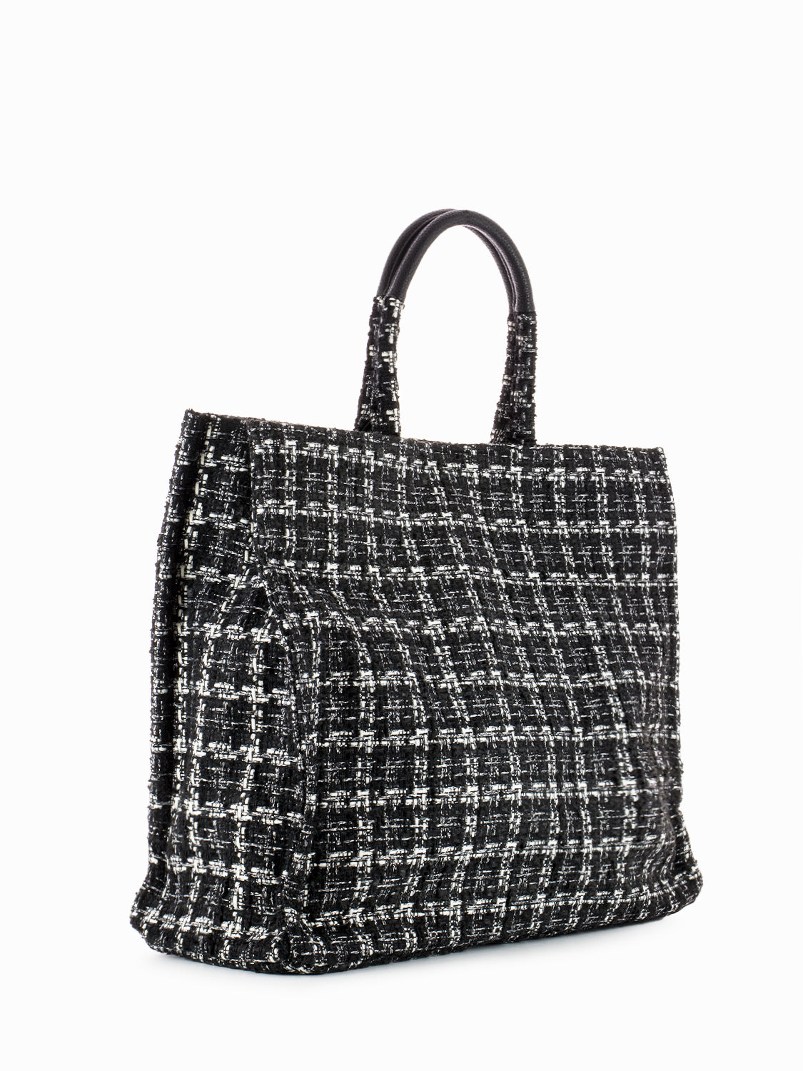 Greenwich white / black medium shopper