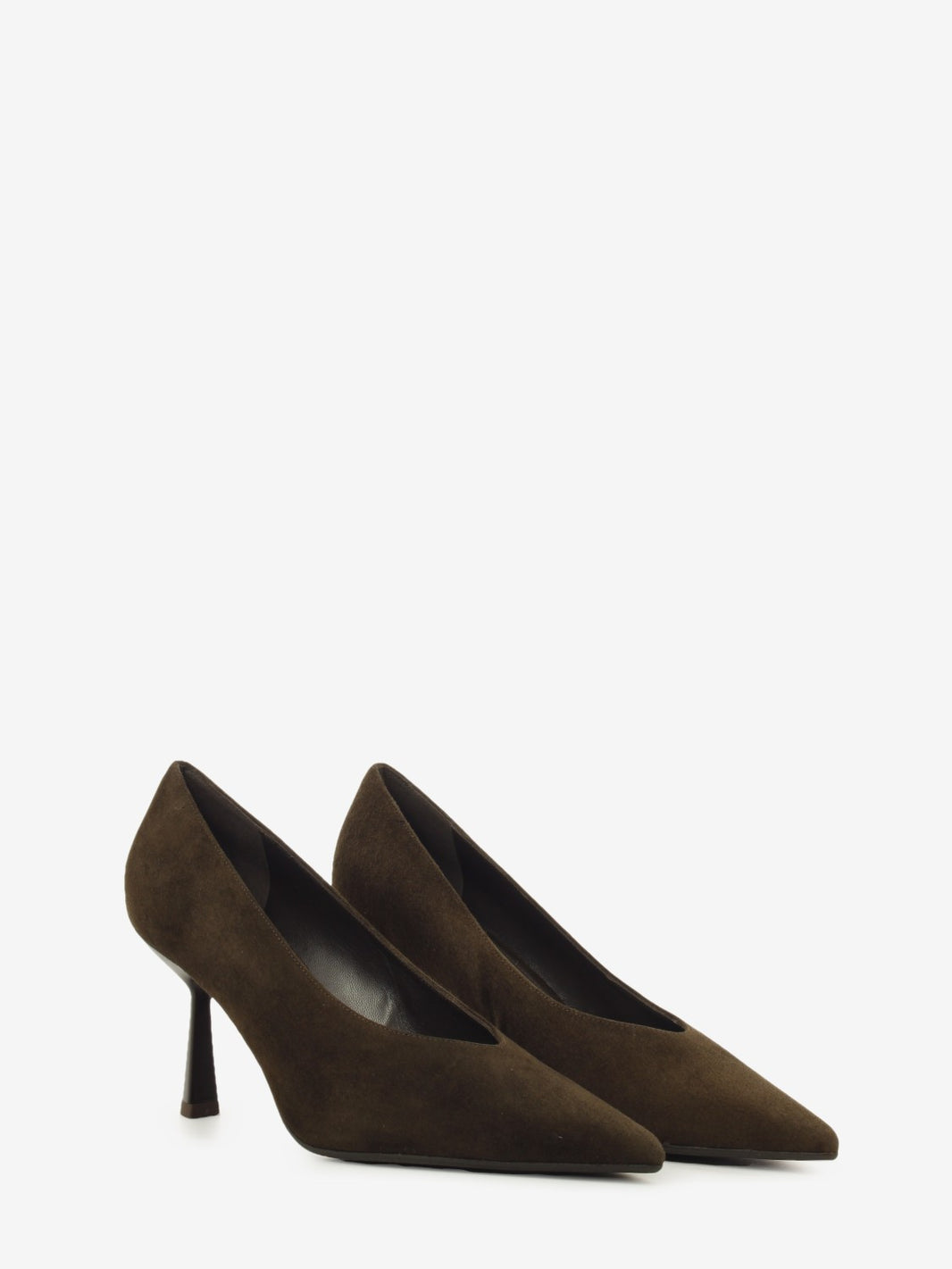 Dark brown suede Lia pumps