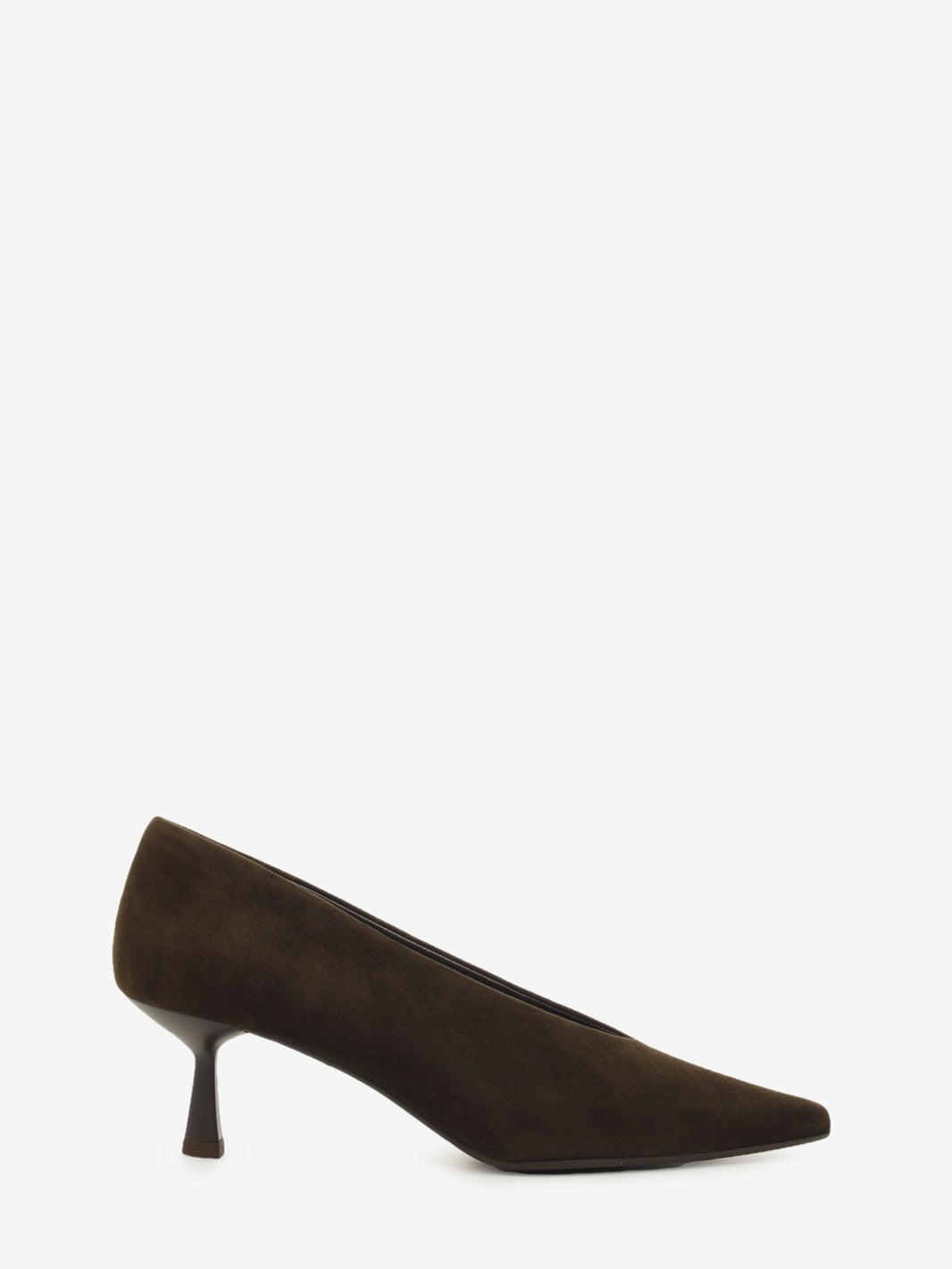 Mink brown suede kitten heel pumps