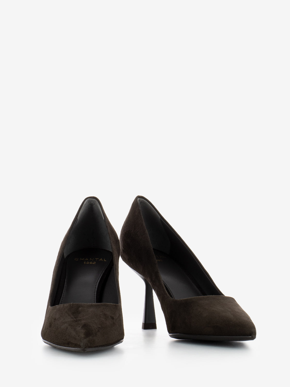 Dècolletè tacco alto a rocchetto camoscio moro