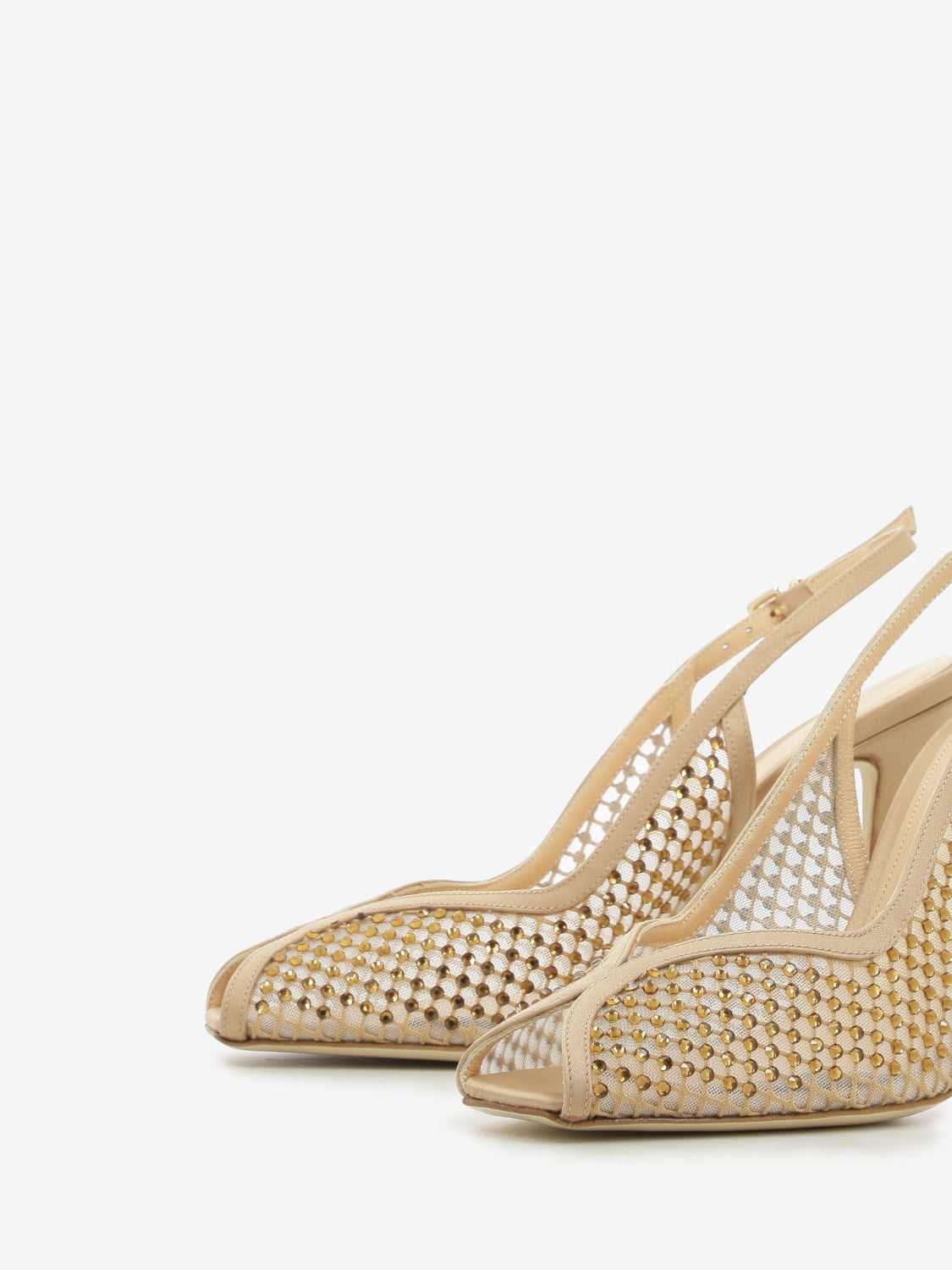 Sandali in raso con strass nude