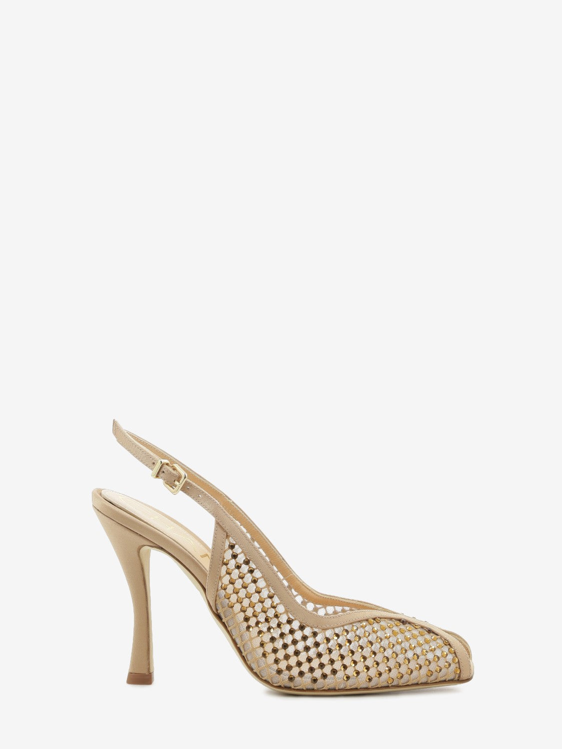 Sandali in raso con strass nude