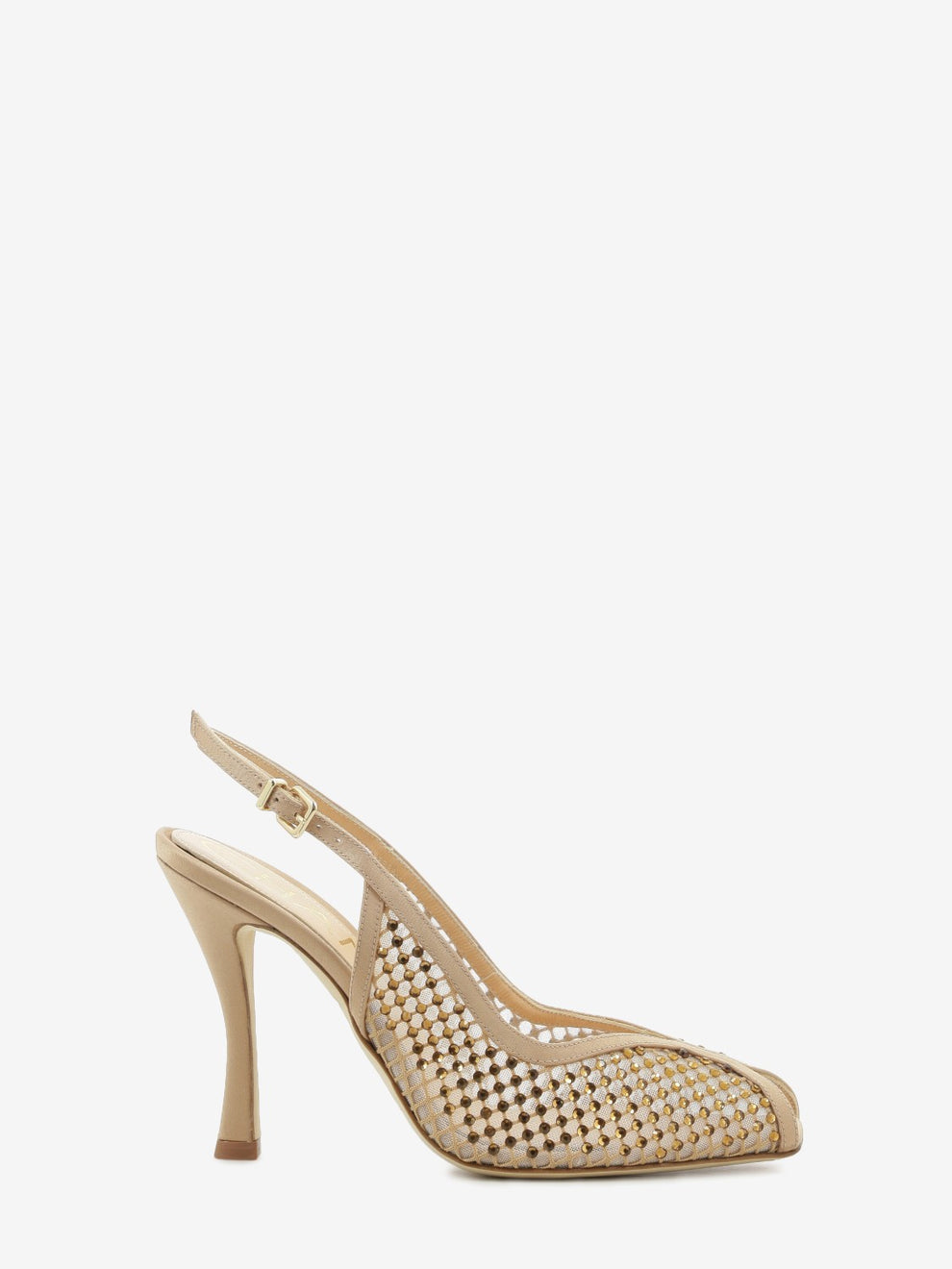 Sandali in raso con strass nude