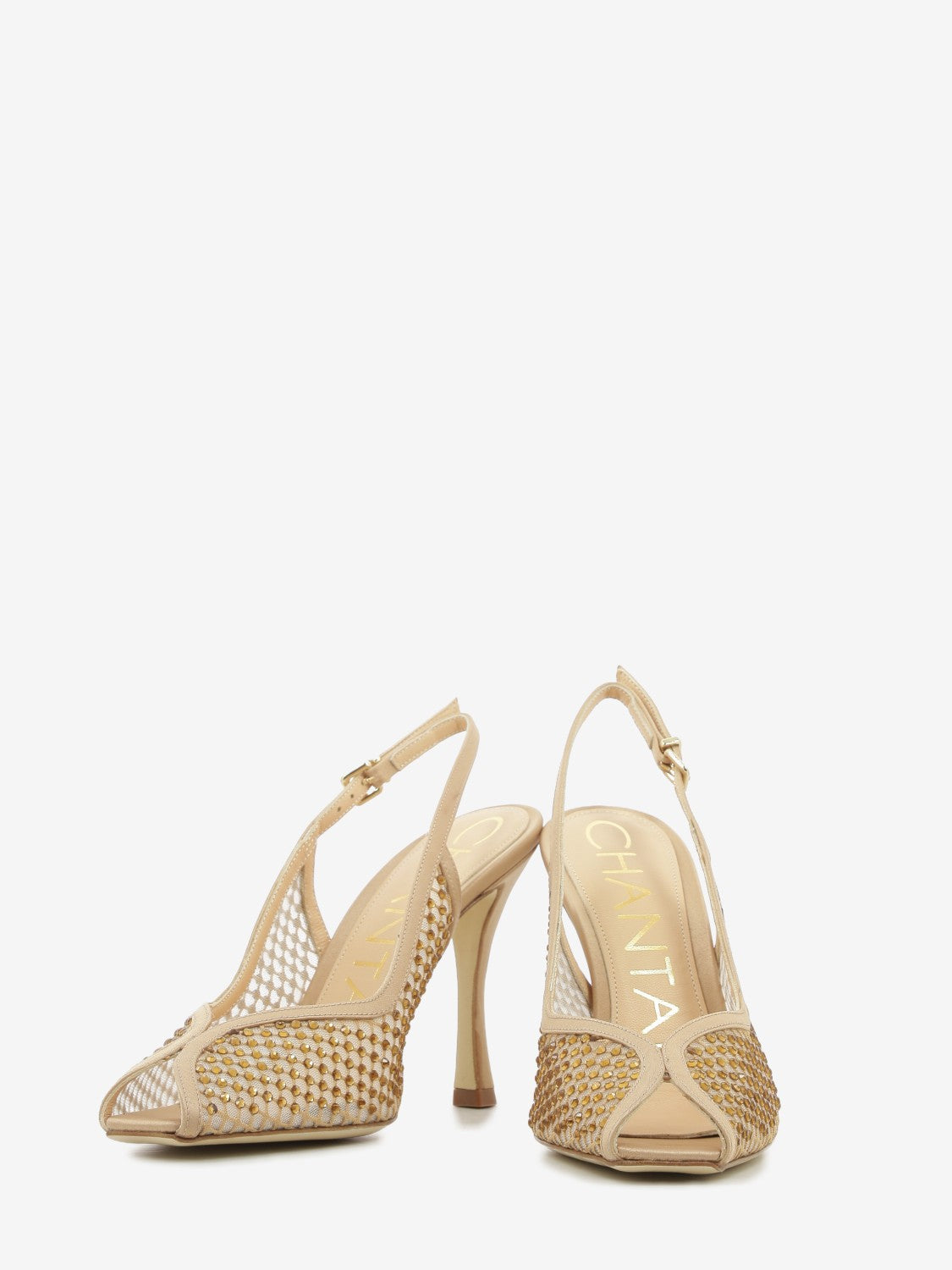 Sandali in raso con strass nude