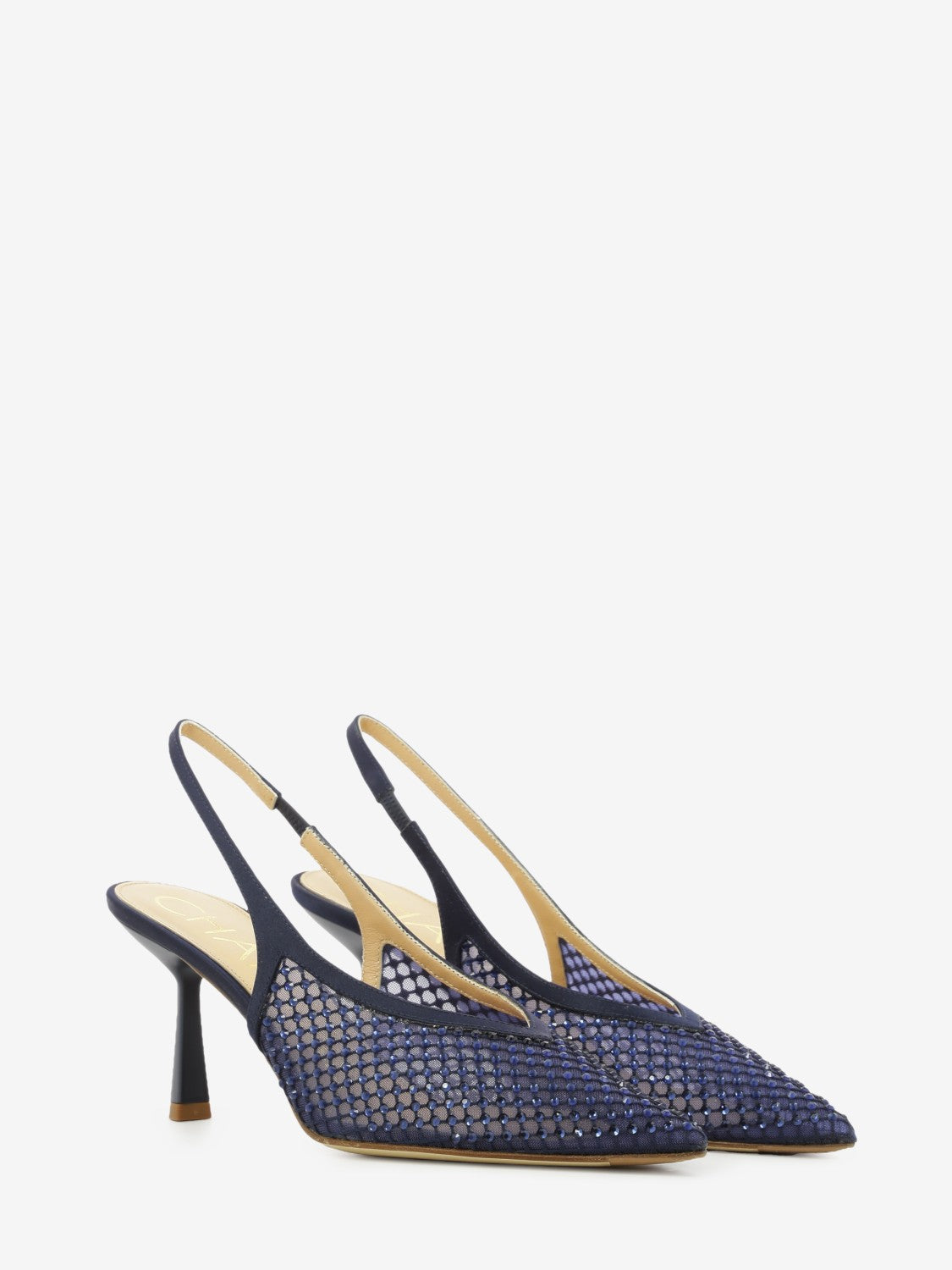 Blue rhinestone slingbacks