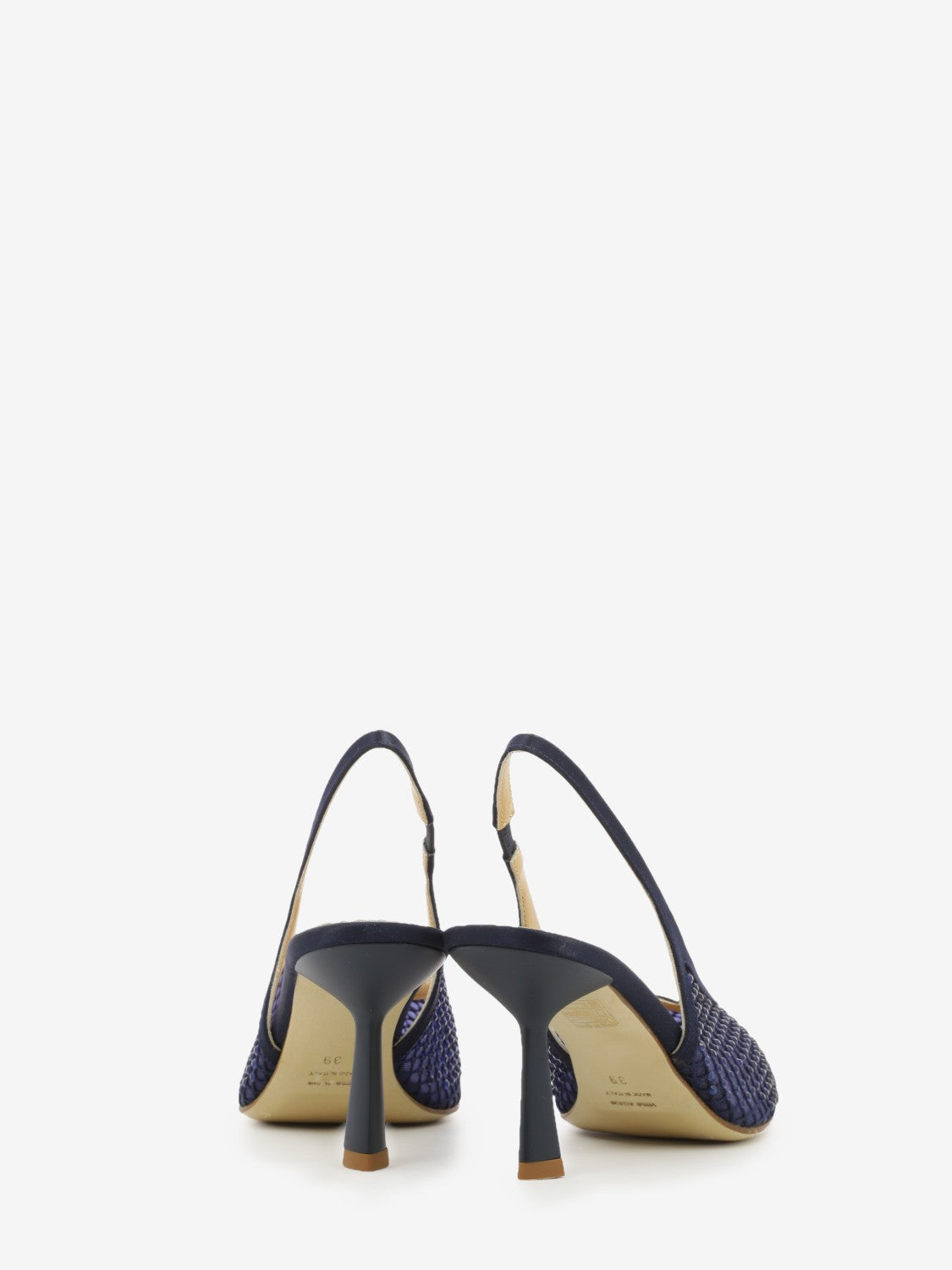Blue rhinestone slingbacks
