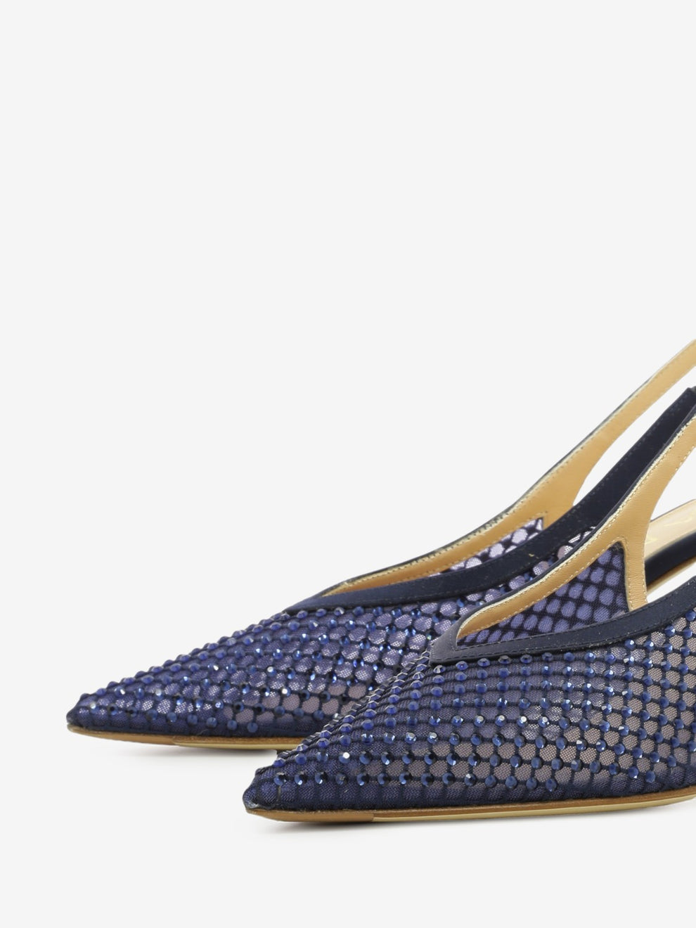 Blue rhinestone slingbacks