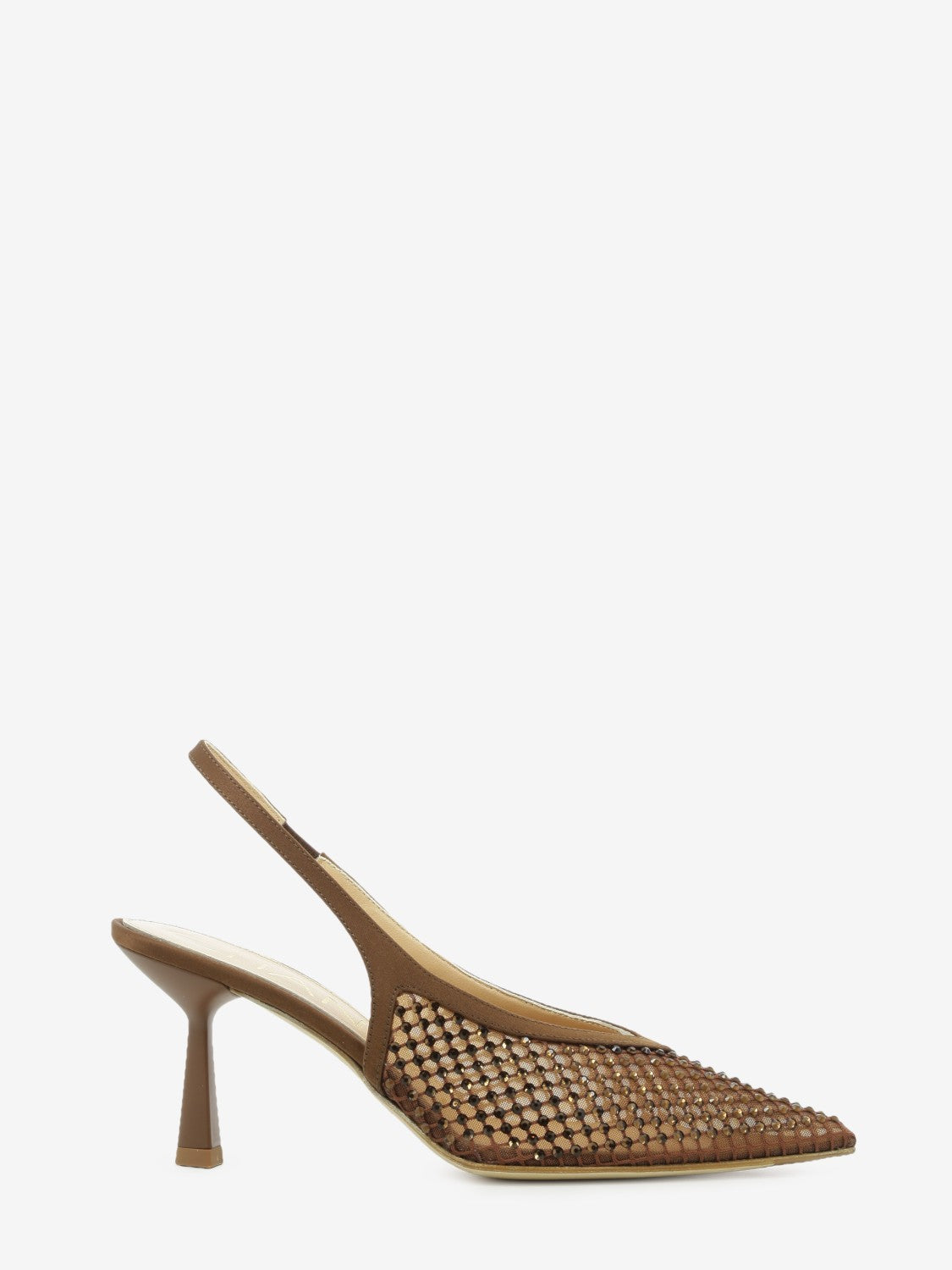 Brown rhinestone slingback
