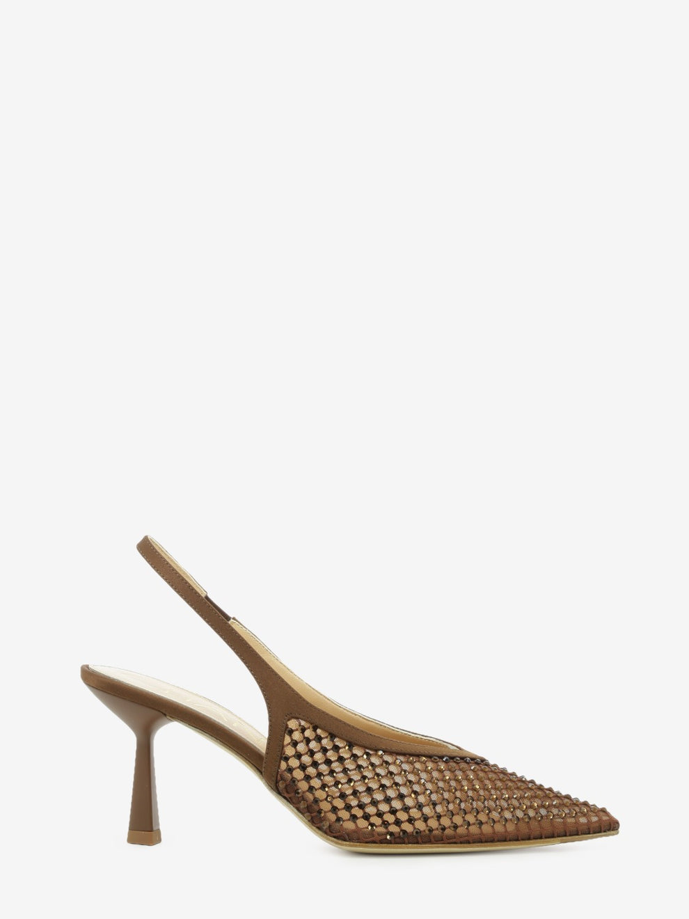 Brown rhinestone slingback