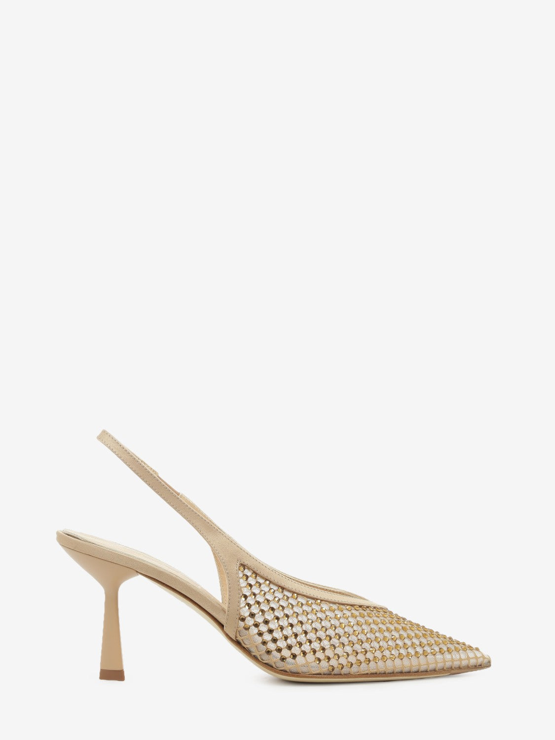 Nude rhinestone slingbacks