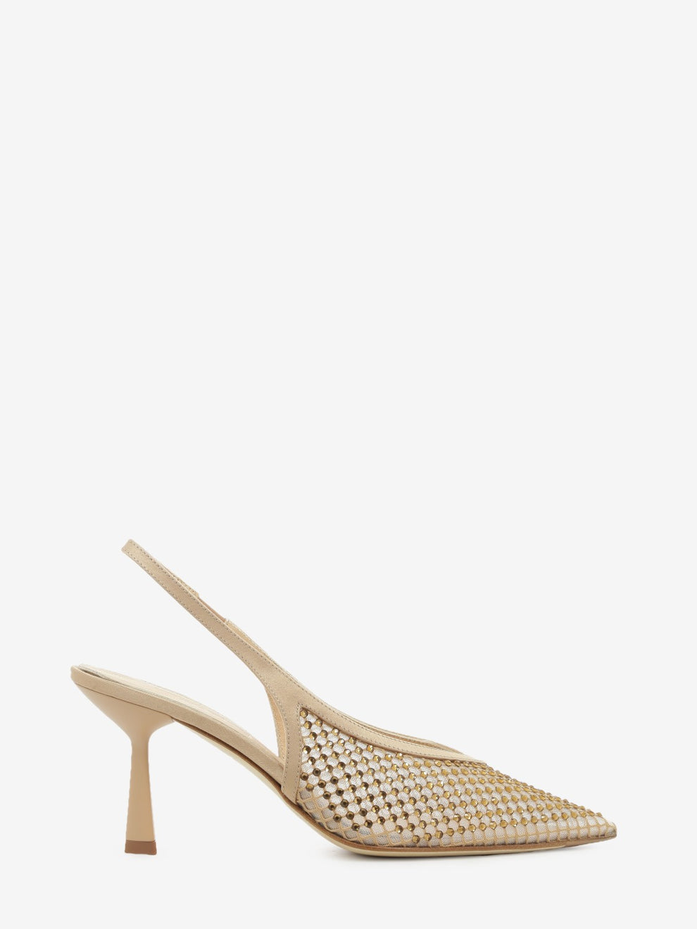 Nude rhinestone slingbacks