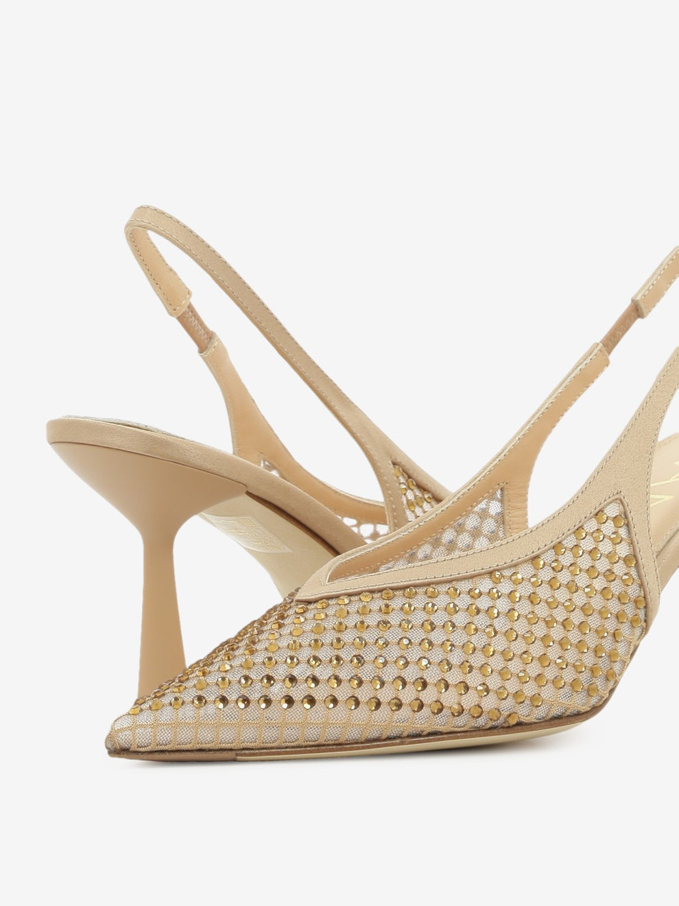 Nude rhinestone slingbacks