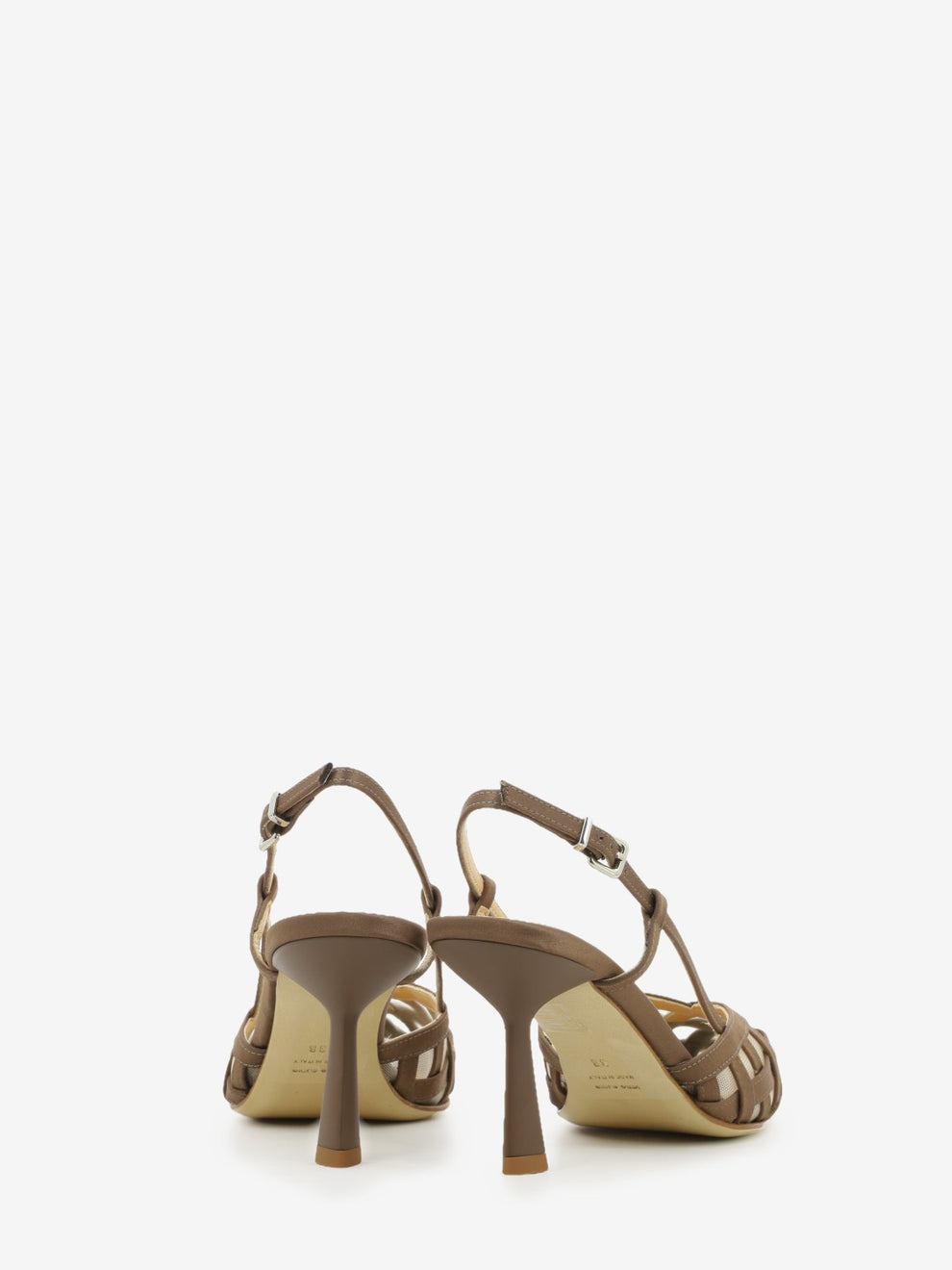 Dark brown woven leather slingback