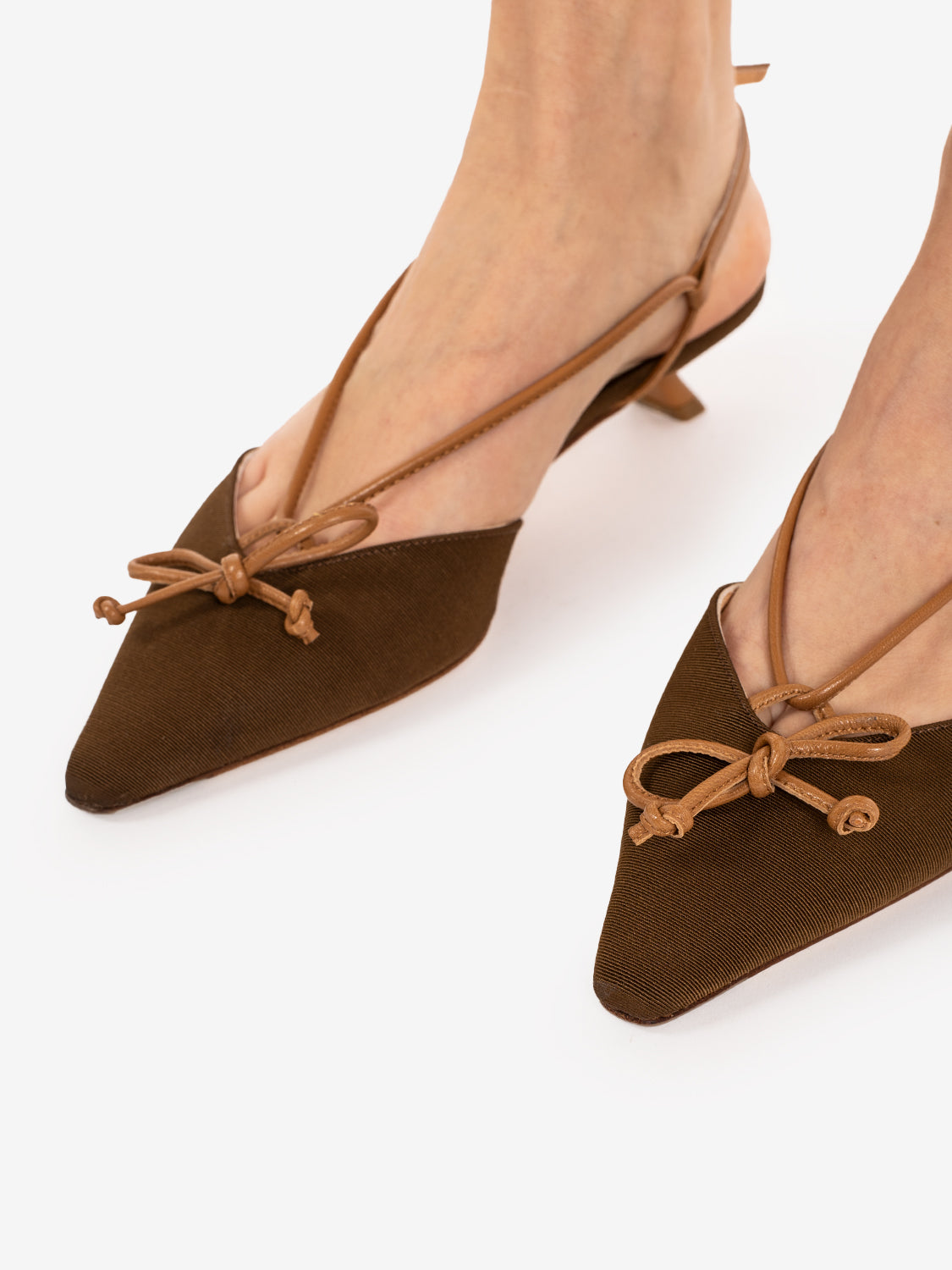 Slingback in tessuto cuoio