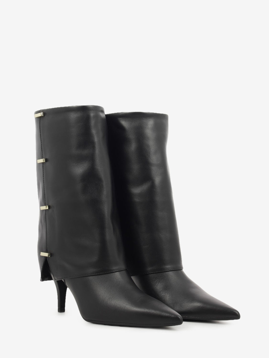 Black leather cuff boots
