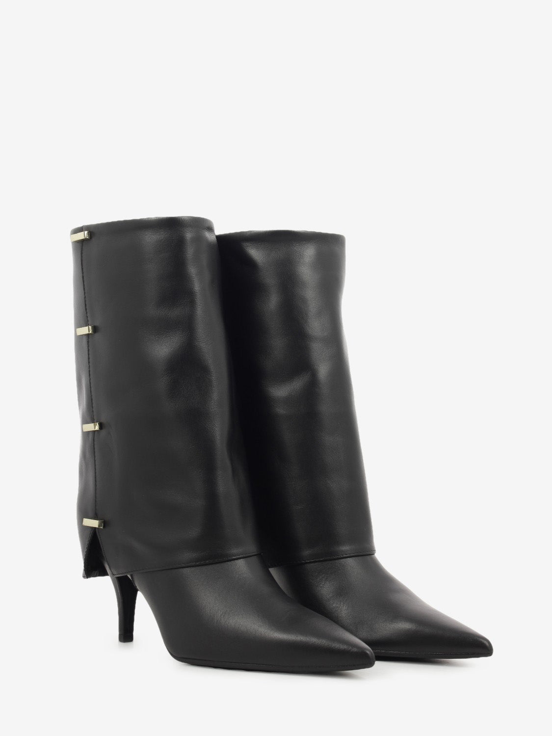 Black leather cuff boots