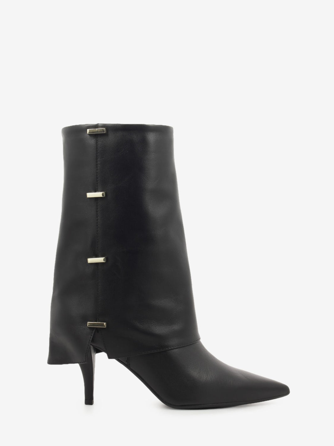 Black leather cuff boots