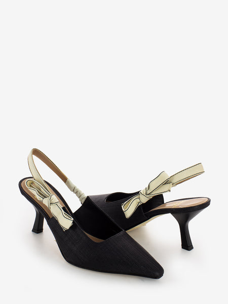 Slingback bicolor con tacco nero / ecrù