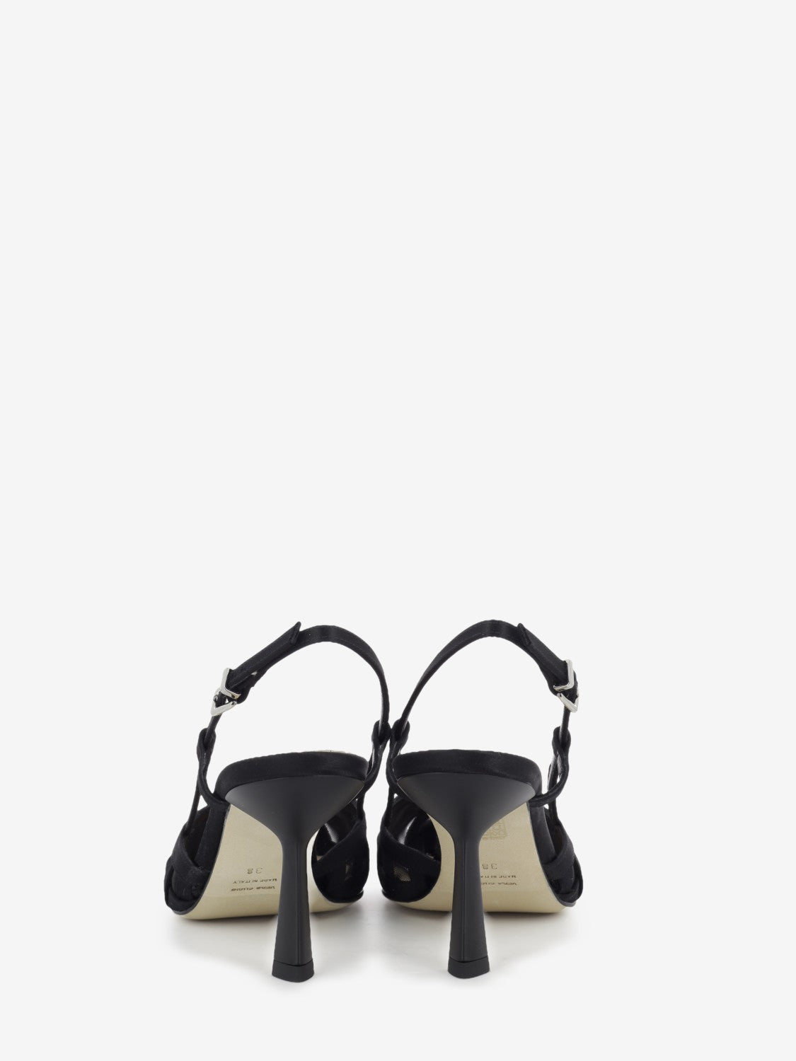Black woven leather slingback