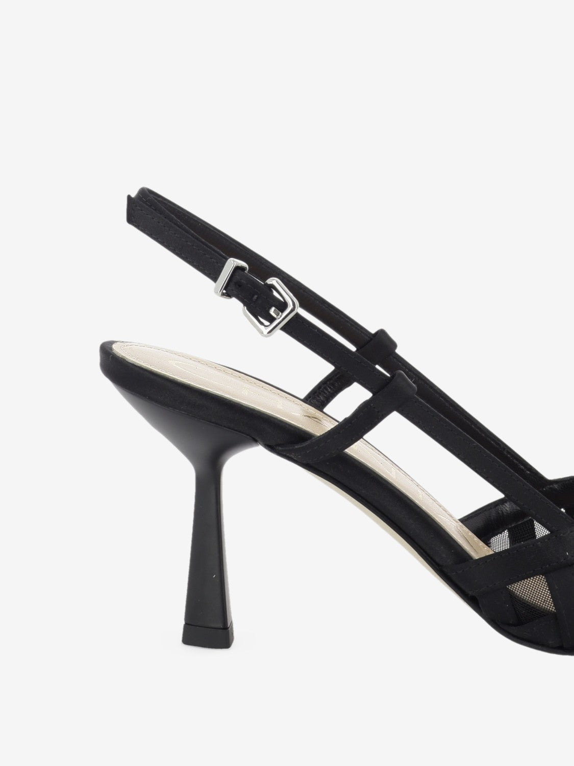 Black woven leather slingback