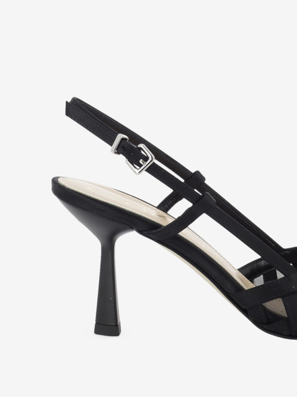 Black woven leather slingback