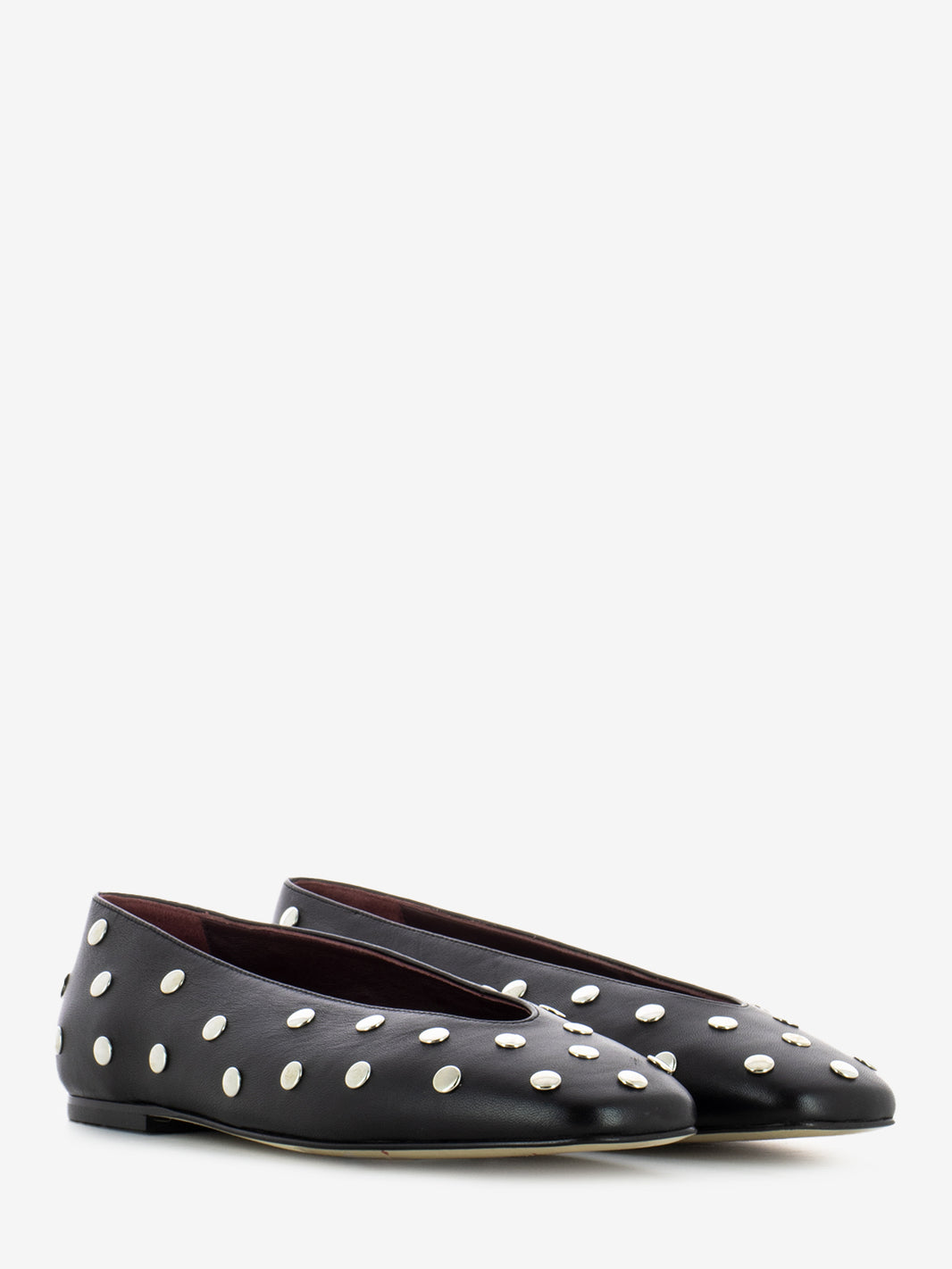 Ballerine in pelle con borchie nero