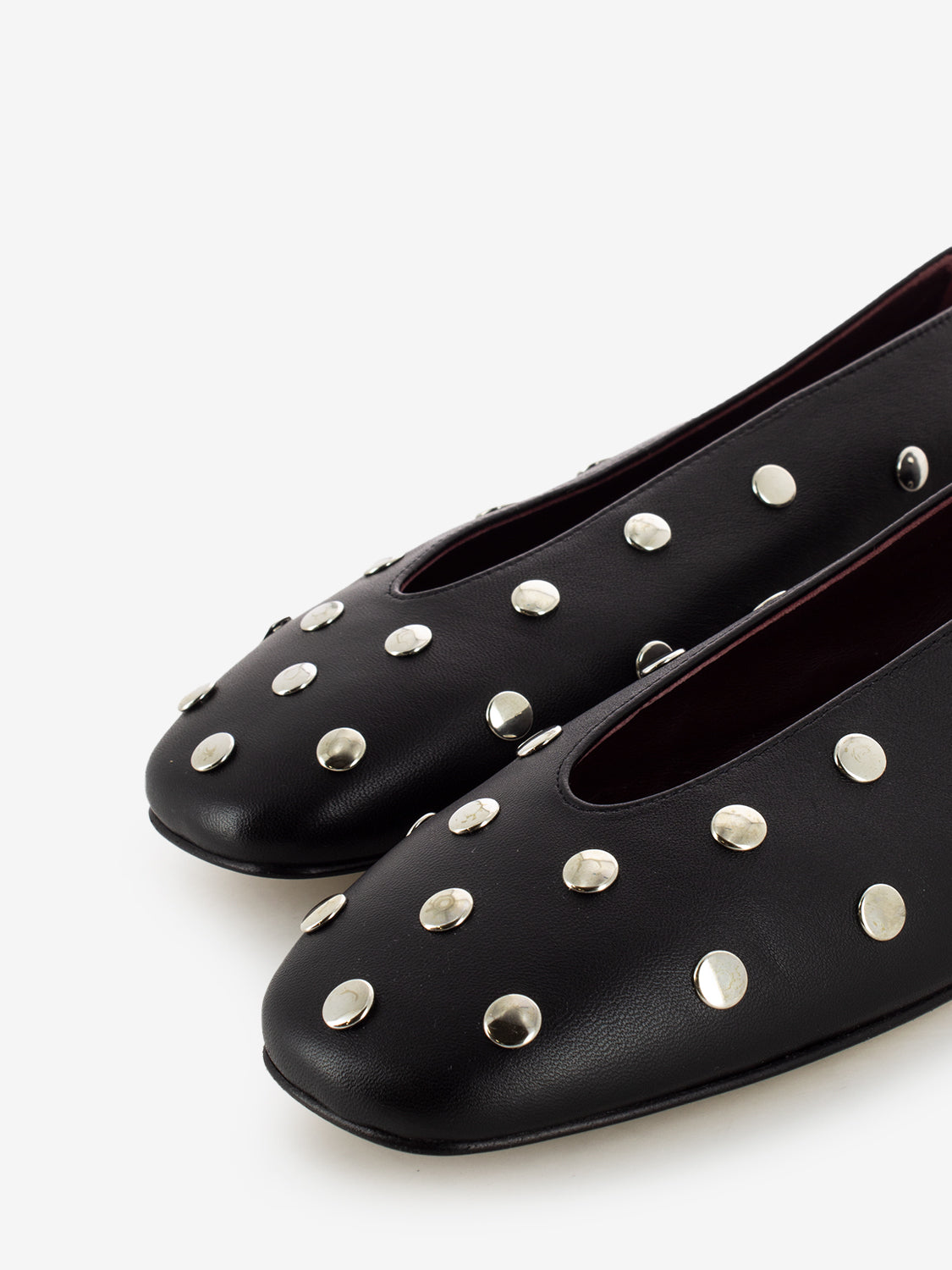 Ballerine in pelle con borchie nero